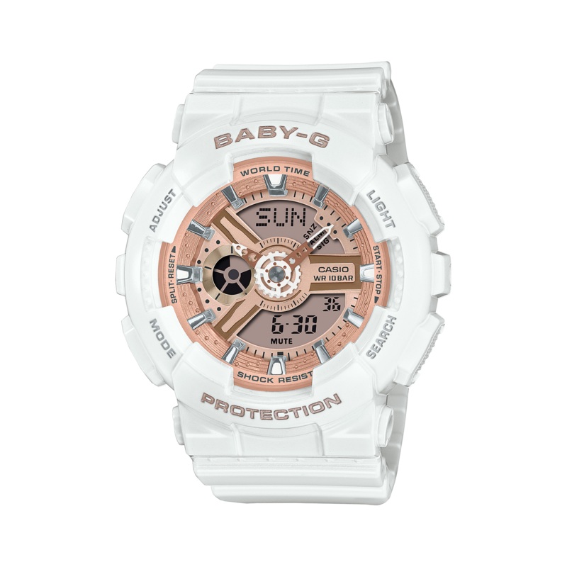 G-Shock Digital White Resin Band Watch BA110X-7A1