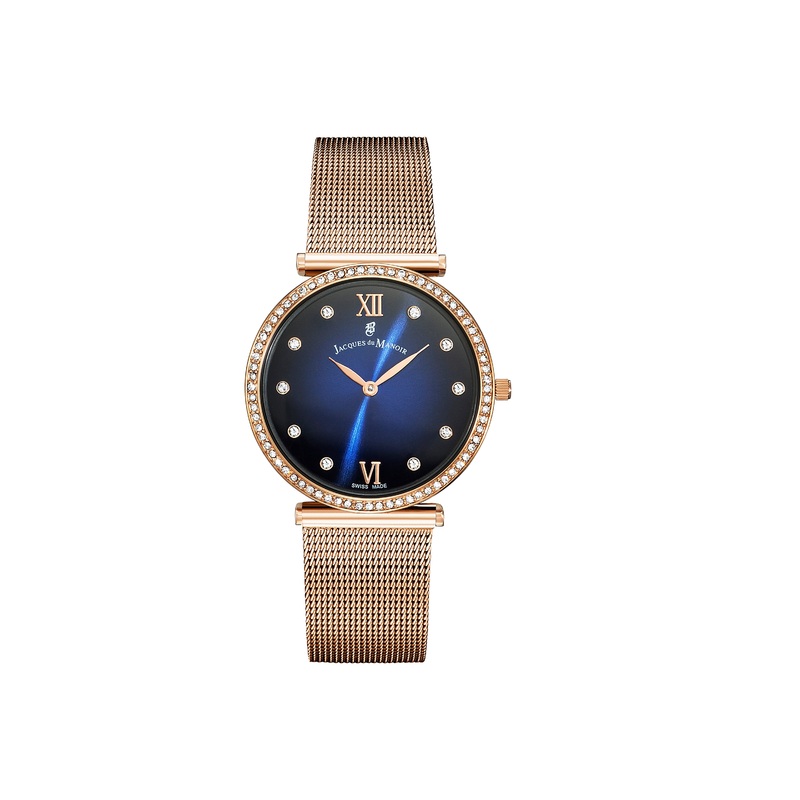 JDM Cocktail 34mm Blue Dial Rose Gold Strap Watch