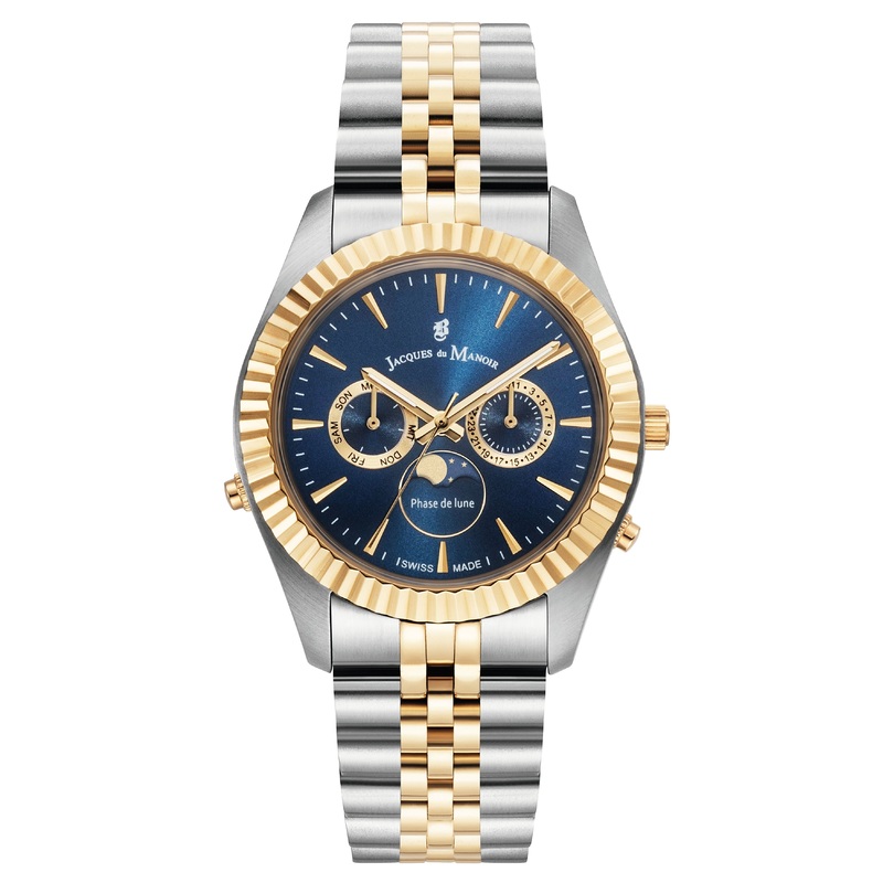 JDM Inspiration Moonphase Day-Date Two Tone Blue 5 ATM Watch JWG01604