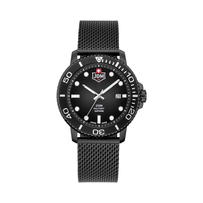 JDM Military Tango Black Steel Mesh Watch JDM-WG008-05