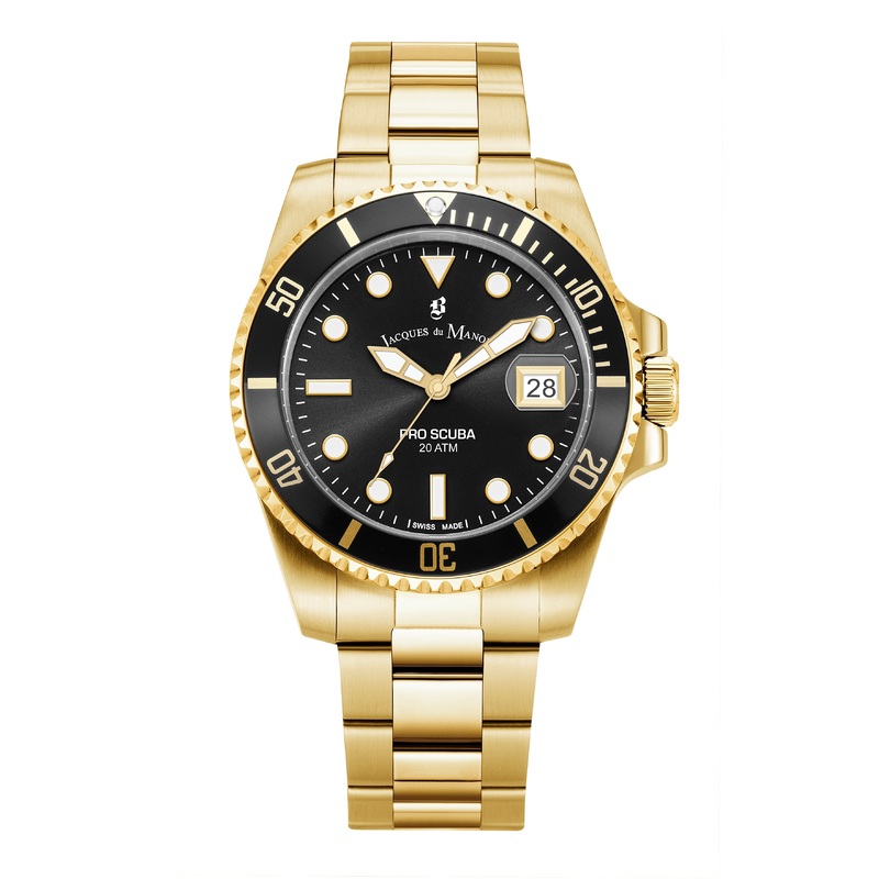 JDM Swiss-Made Pro Scuba 43 Gold and Black Watch JWG02803