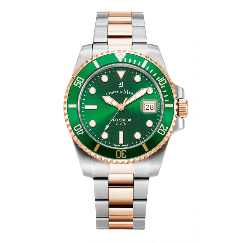 JDM Swiss-Made Pro Scuba 43 Two Tone Green Watch JWG02804