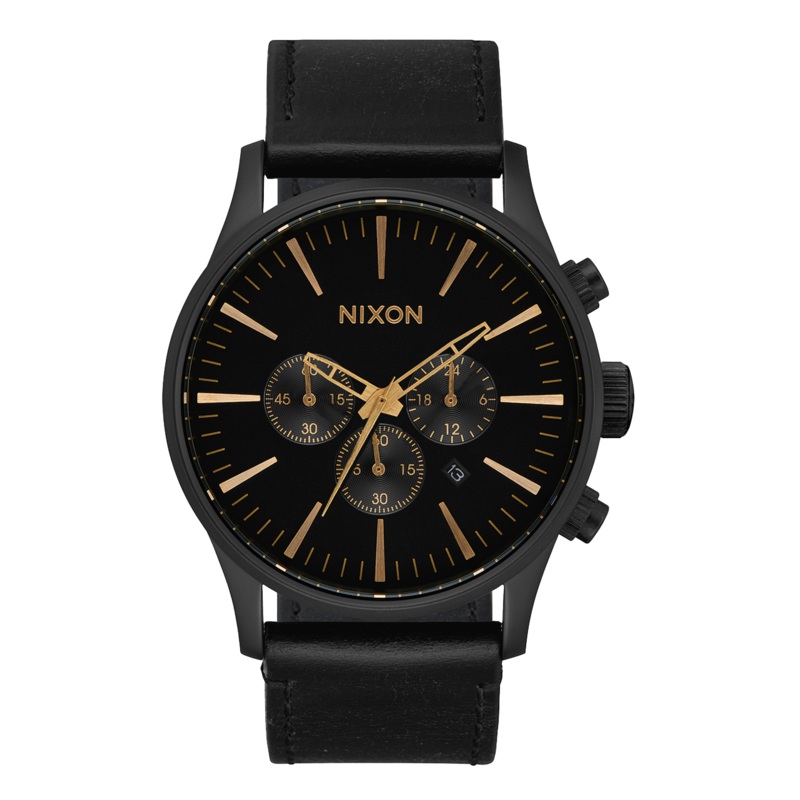 Nixon Sentry Chrono Leather Black Dial Mens Watch A405-3088-00