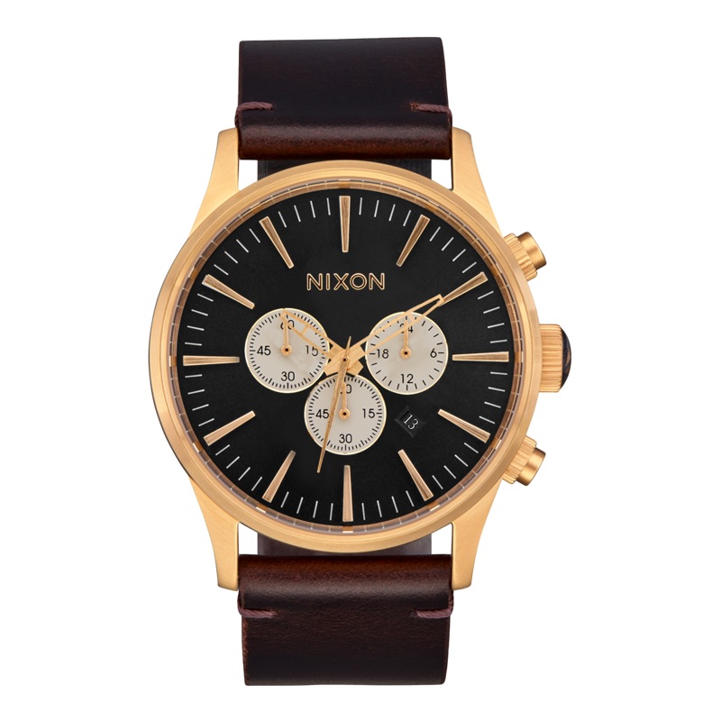 Nixon Sentry Chrono Leather Black Dial Mens Watch A405-5033-00