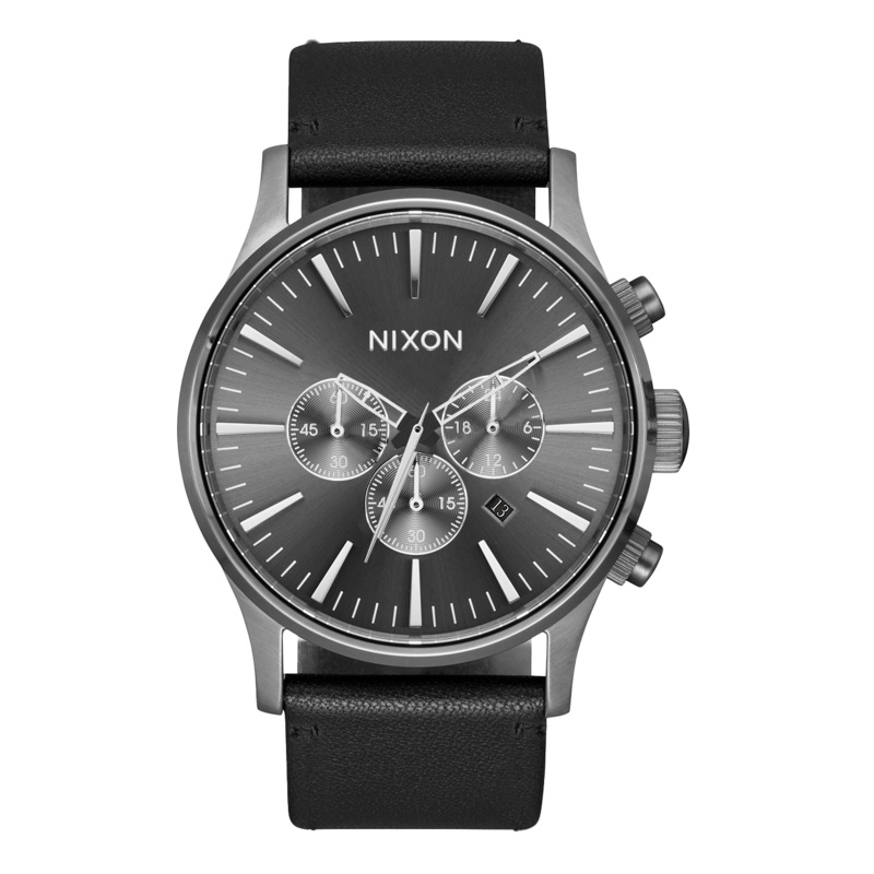 Nixon Sentry Chrono Leather Black Dial Mens Watch A405-680-00