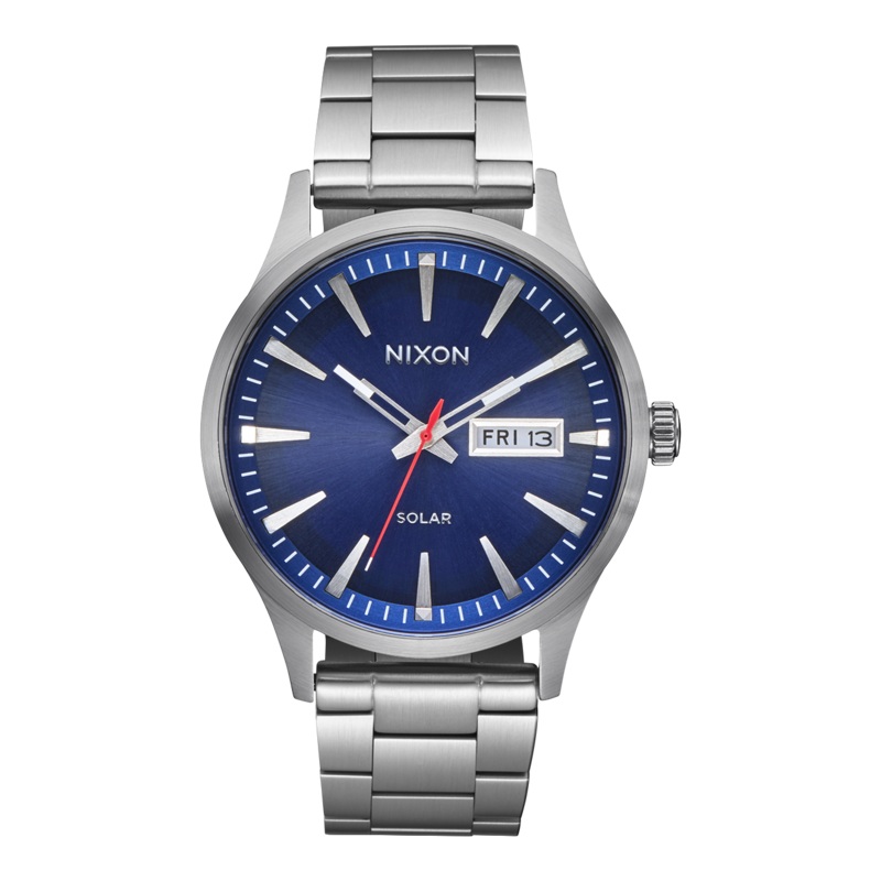 Nixon Sentry Solar Stainless Steel Blue Dial Mens Watch A1346-5091-00