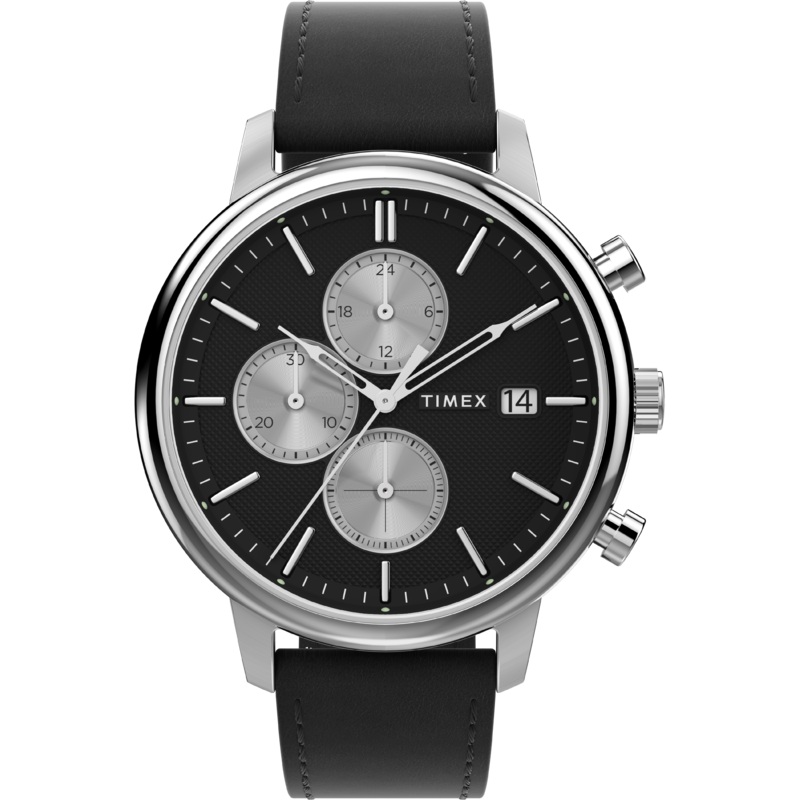 Timex Chicago 45mm Leather Black Dial Watch TW2W13100