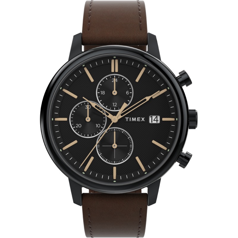 Timex Chicago 45mm Leather Black Dial Watch TW2W13200