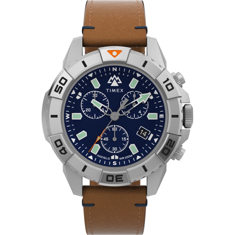 Timex Expedition 42mm Leather Blue Dial Watch TW2W16300