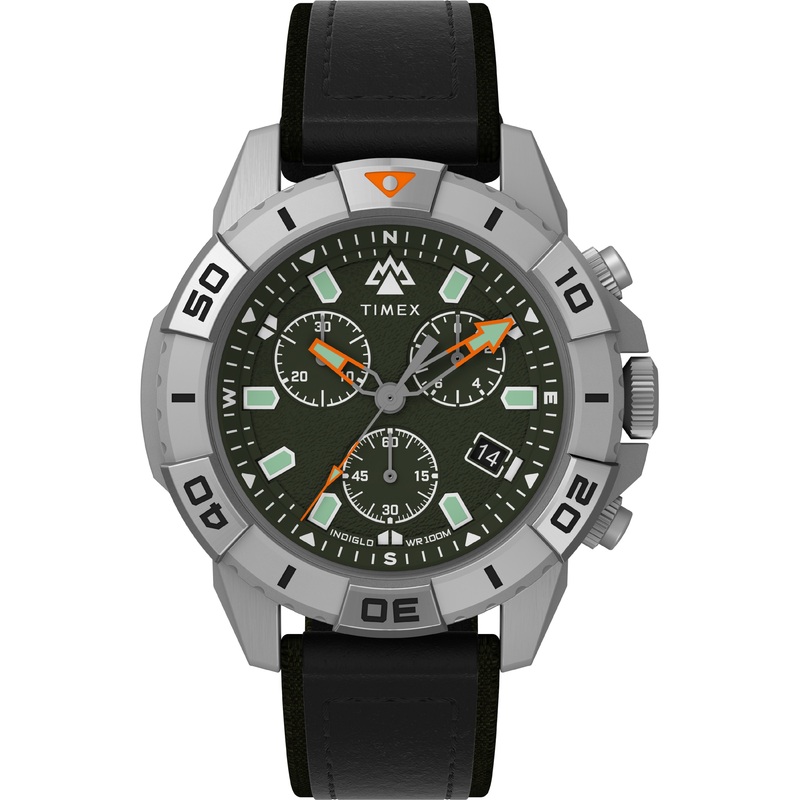 Timex Expedition 42mm Leather Green Dial Watch TW2W16100