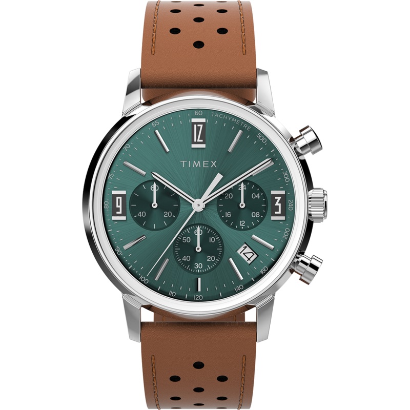 Timex Marlin Chronograph Tachymeter 40mm Leather Strap Watch TW2W10100