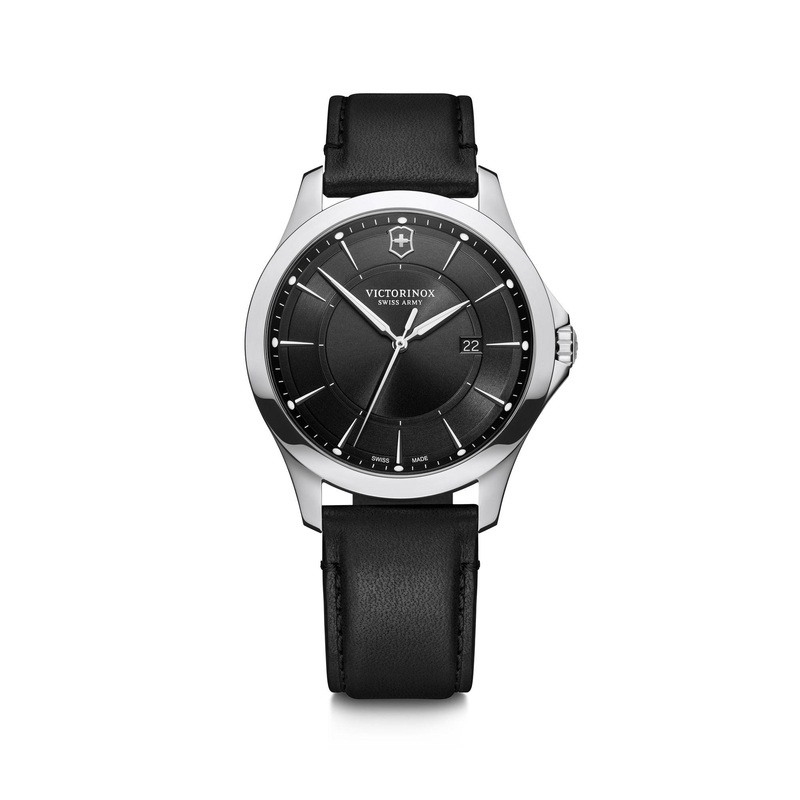 Victorinox Alliance Black Leather Strap Mens Watch 241904