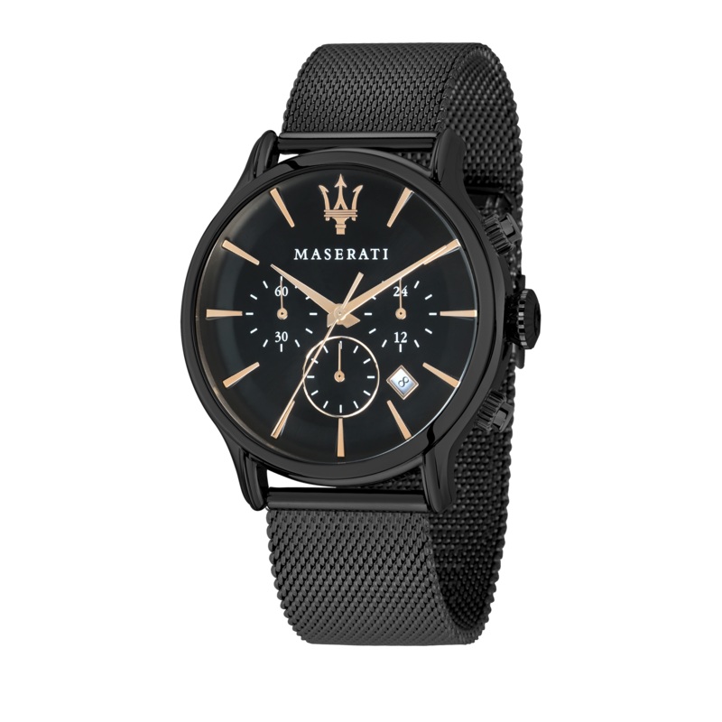 EPOCA 42mm Black Steel Mesh Watch