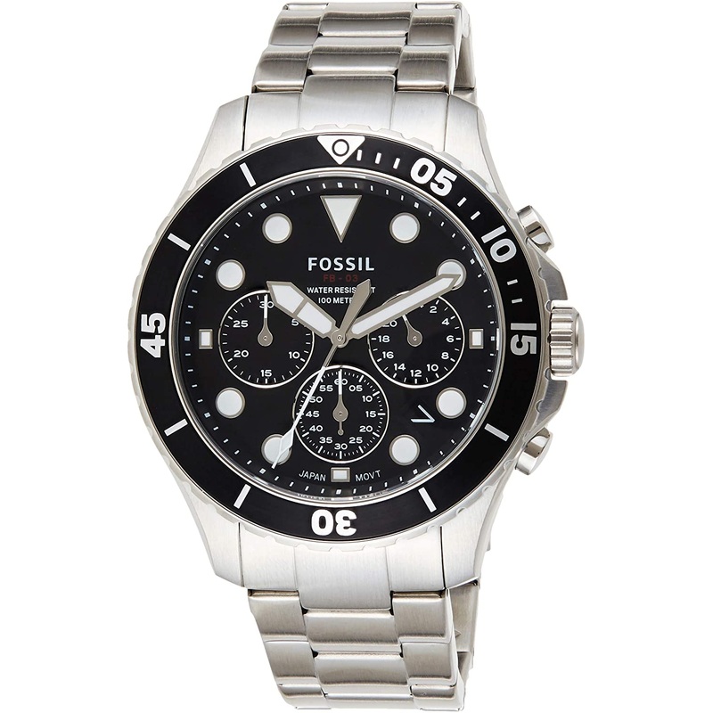 Fossil Chronograph Black Dial Stainless Steel Watch FS5725