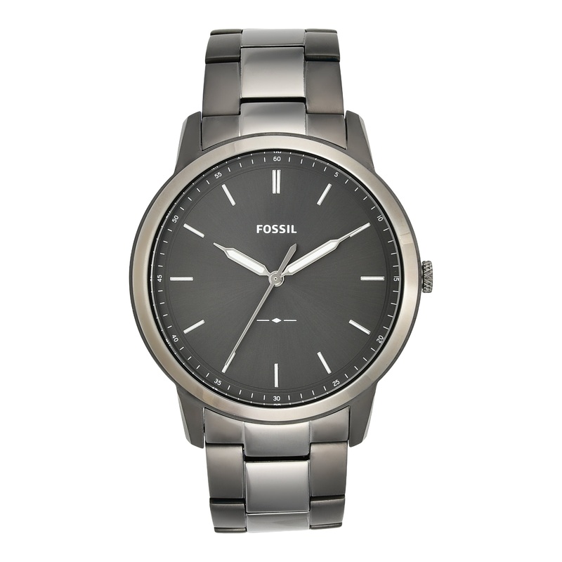 Fossil The Minimalist Grey Dial Stainless Steel Band Mens Watch FS5459