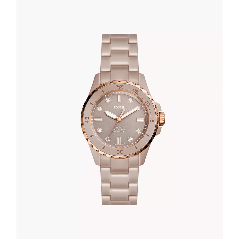 Fossil Three-Hand Salted Caramel Ceramic Womens Watch CE1111
