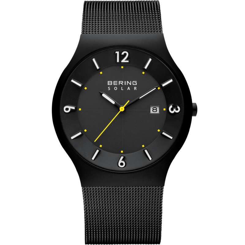 Bering Solar Brushed Black Mesh Watch