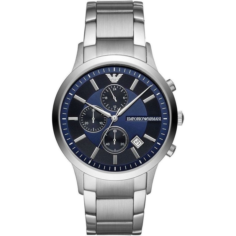 ElegantTime Stainless Steel Blue Chronograph Watch Model QZ43C22B5A