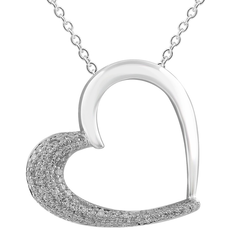 Heart Pendant With 0.12CT Diamonds IN 9K White Gold