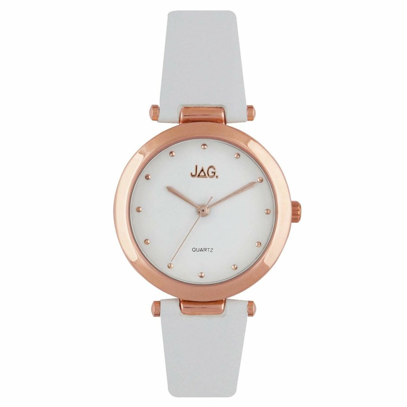 Jag Isla White Dial White Strap Womens Watch