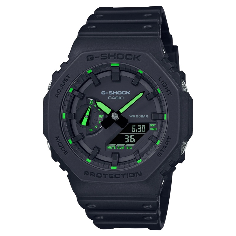 G-Shock Neon Accent Black Resin Band Watch GA2100-1A3