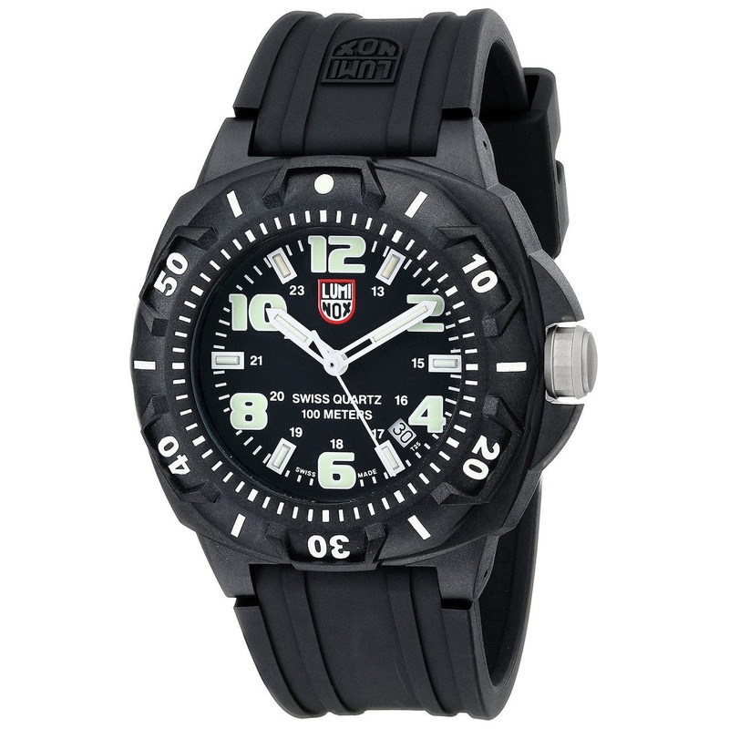 Luminox Mens 0201.Sl Sentry 0200 Black Case With Luminescent Accents, Black Rubber Band Watch