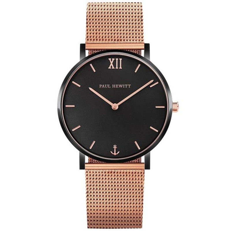 Paul Hewitt Sailor Black Sunray Rose Gold Mesh Watch