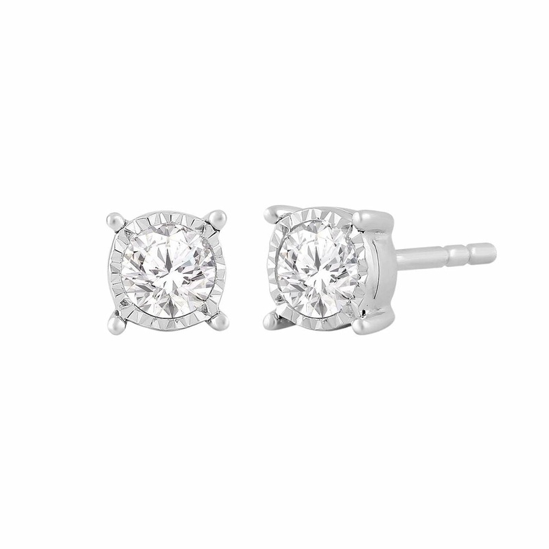 Stud Earrings With 0.25Ct Diamond In 9K White Gold