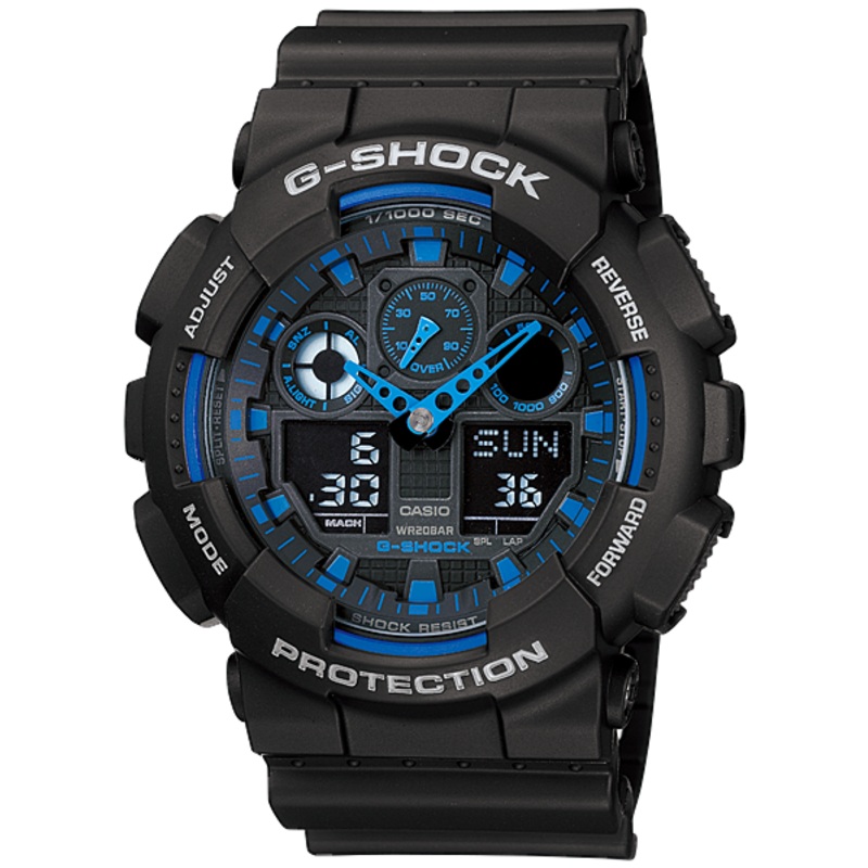 G-Shock Duo Series Blue Bezel Watch GA100-1A2