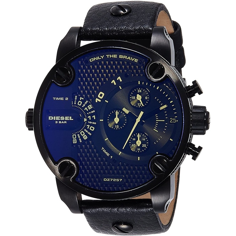 Diesel Little Daddy Multifunction Black Leather Watch DZ7257