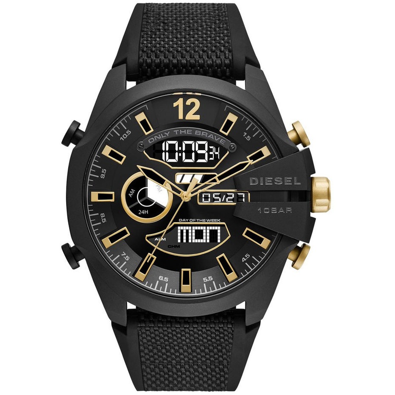 Diesel Mega Chief Analog-Digital Black Nylon and Silicone Watch