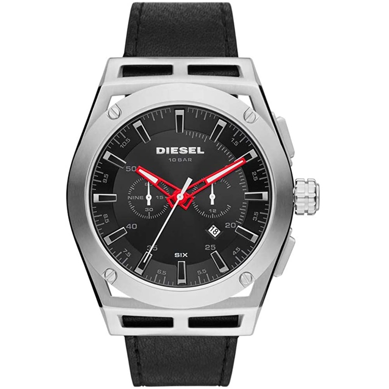 Diesel Timeframe Chronograph Black Leather Watch DZ4543