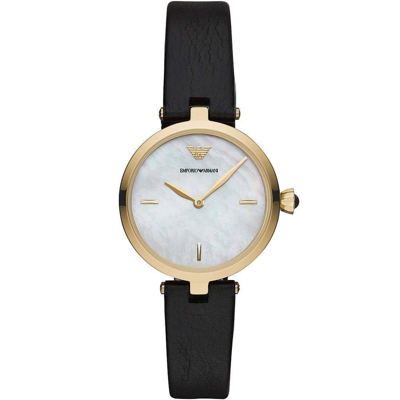 Emporio Armani Arianna Women's Gold Case Black Strap Watch SKU 123456