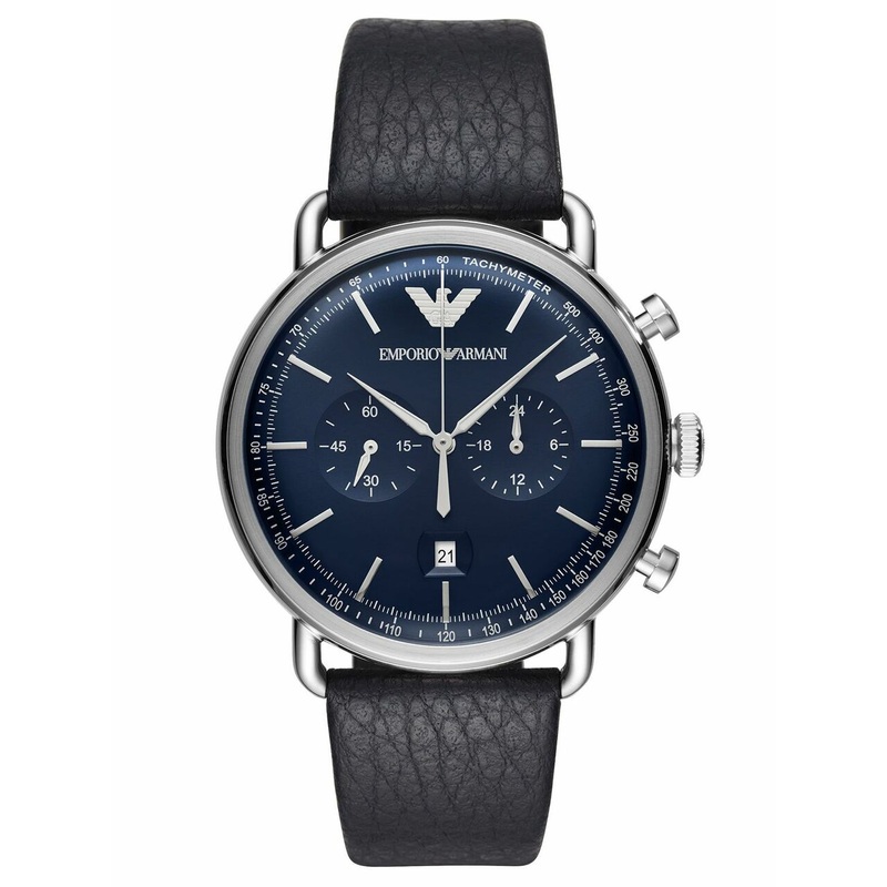 Emporio Armani Elegant Blue Dial Chronograph Watch AR11105