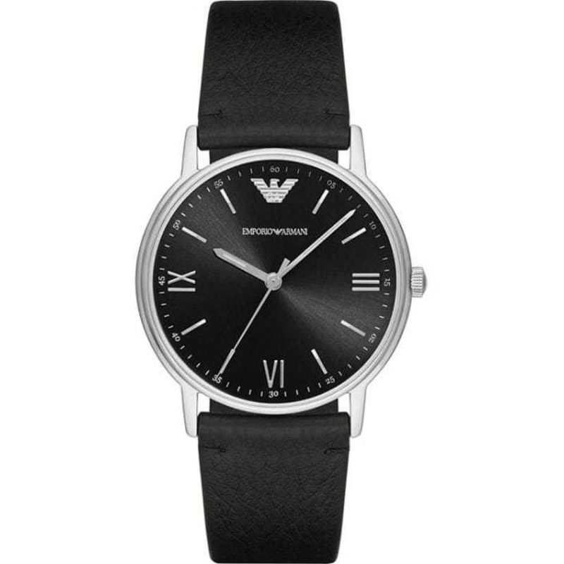 Emporio Armani Men's Stylish Black Leather Watch AR11013