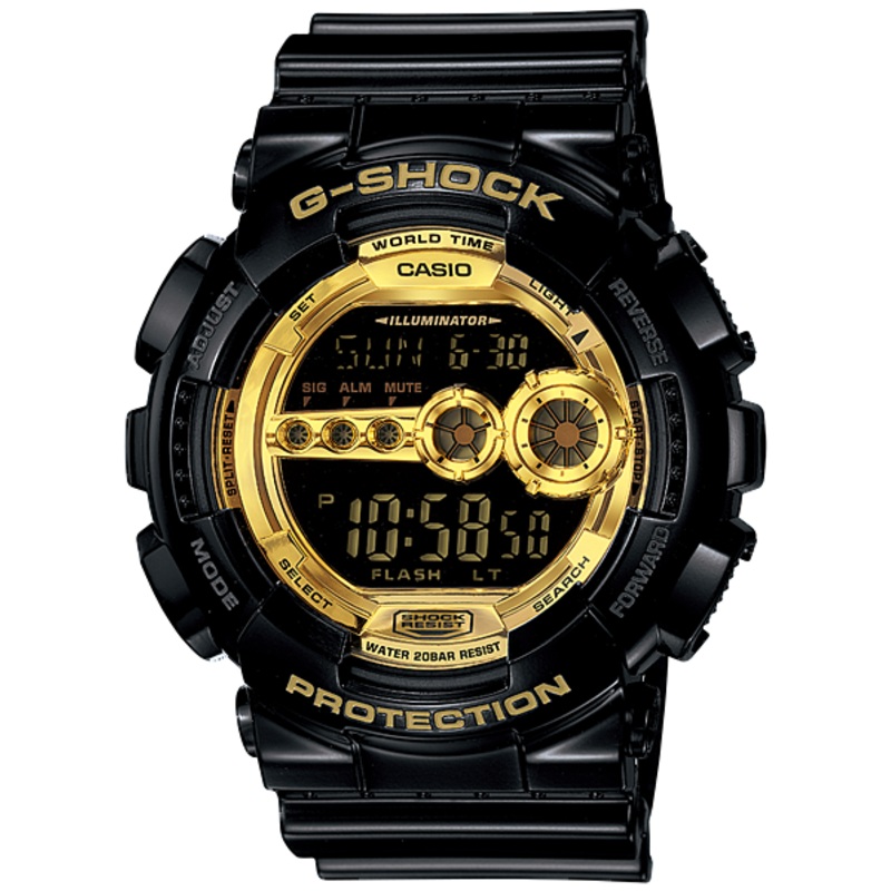 G-Shock Digital Glossy Black Mens Watch GD100GB-1