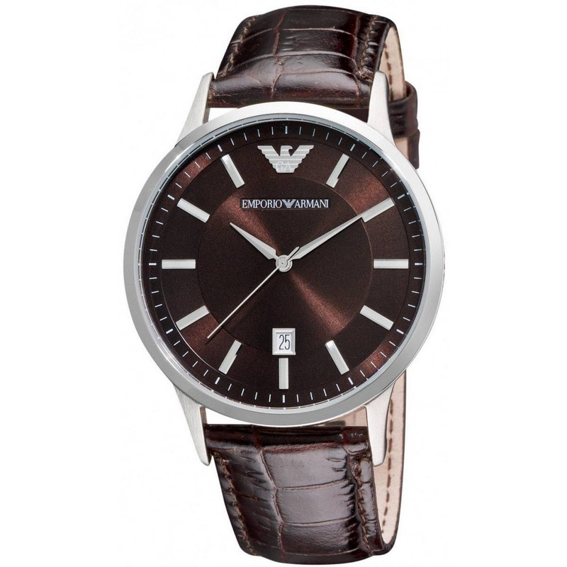 Armani Emporio Men's Brown Leather Swiss Quartz Watch AR2413