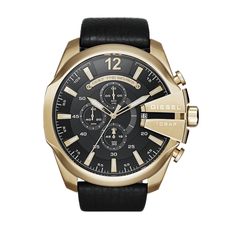 Diesel Mega Chief Chronograph Black Leather Watch