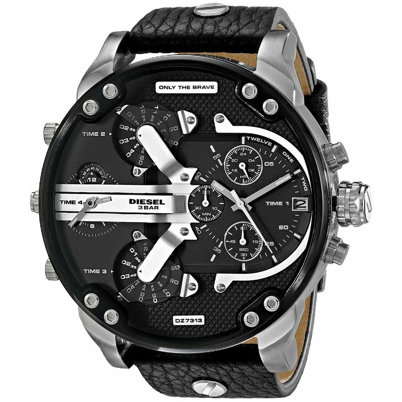 Diesel Mr. Daddy 2.0 Multifunction Black Leather Watch
