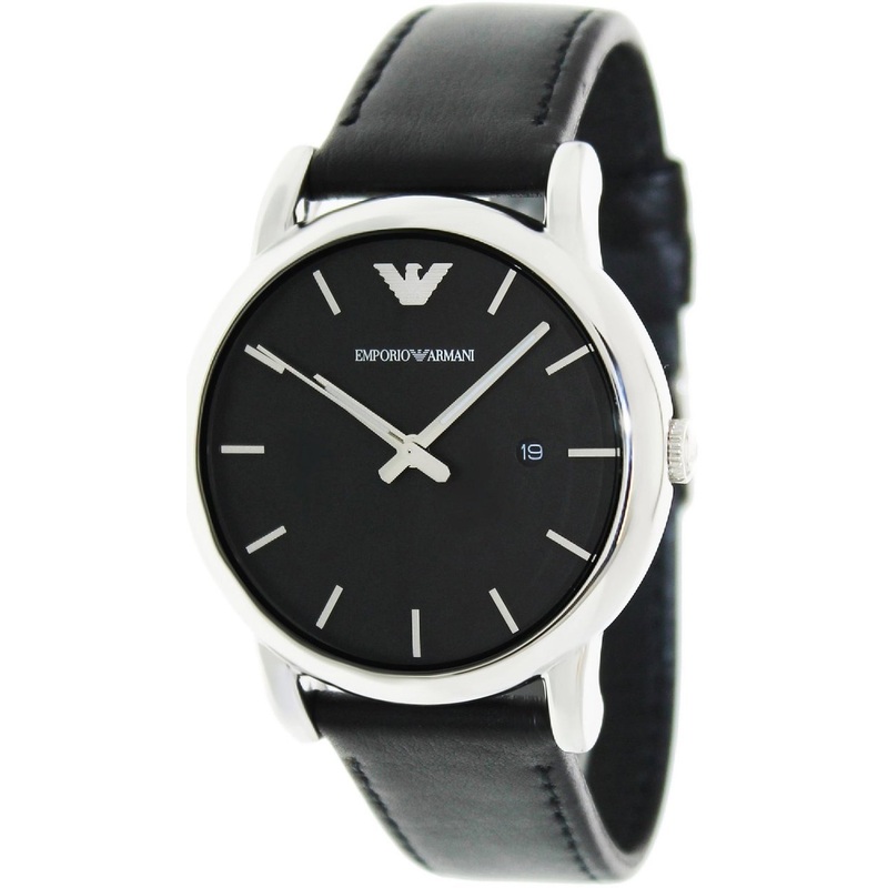 Emporio Armani Luigi Men's Black Dial Leather Watch AR1737