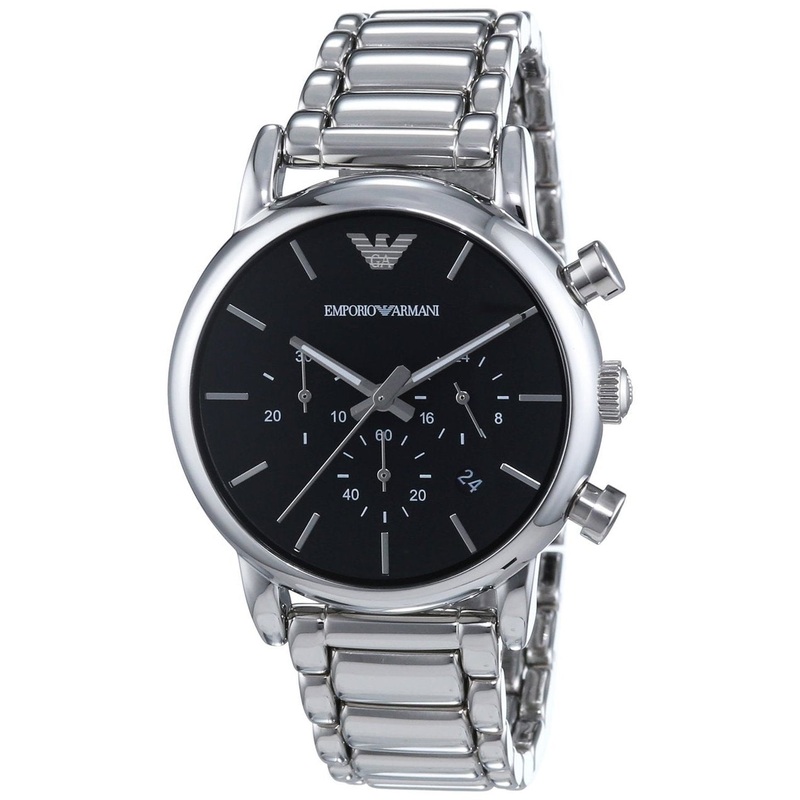 Emporio Armani LUIGI Men's Stainless Steel Chronograph Black Dial Watch