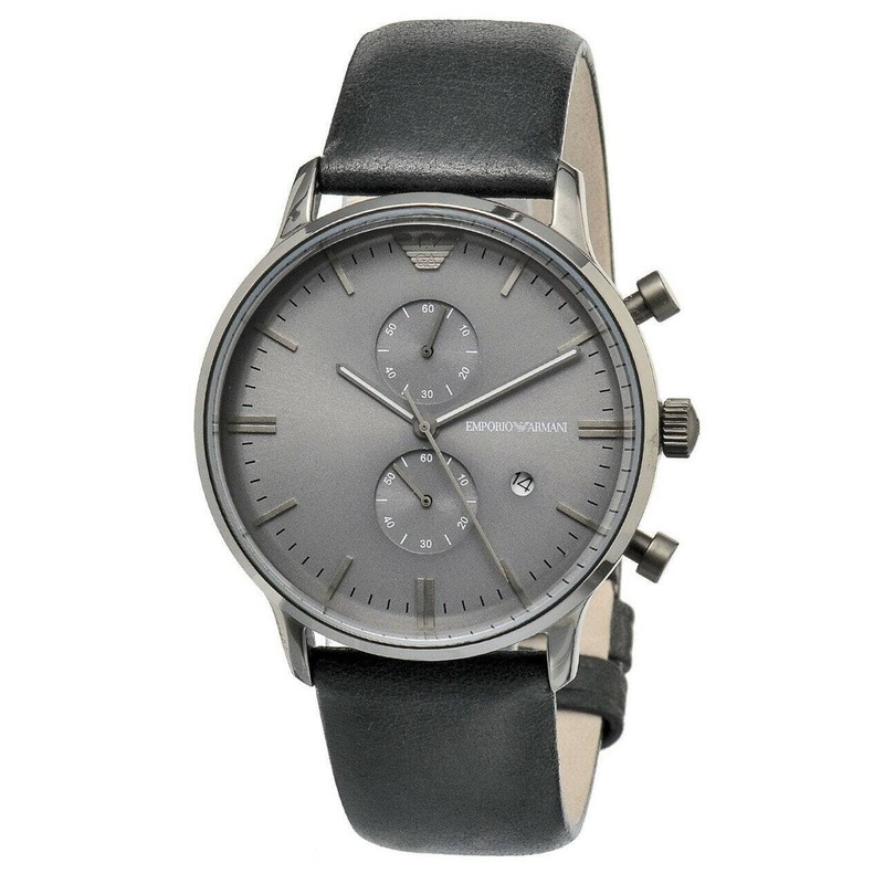 Emporio Armani Men's Black Leather Sophisticated Watch AR0388