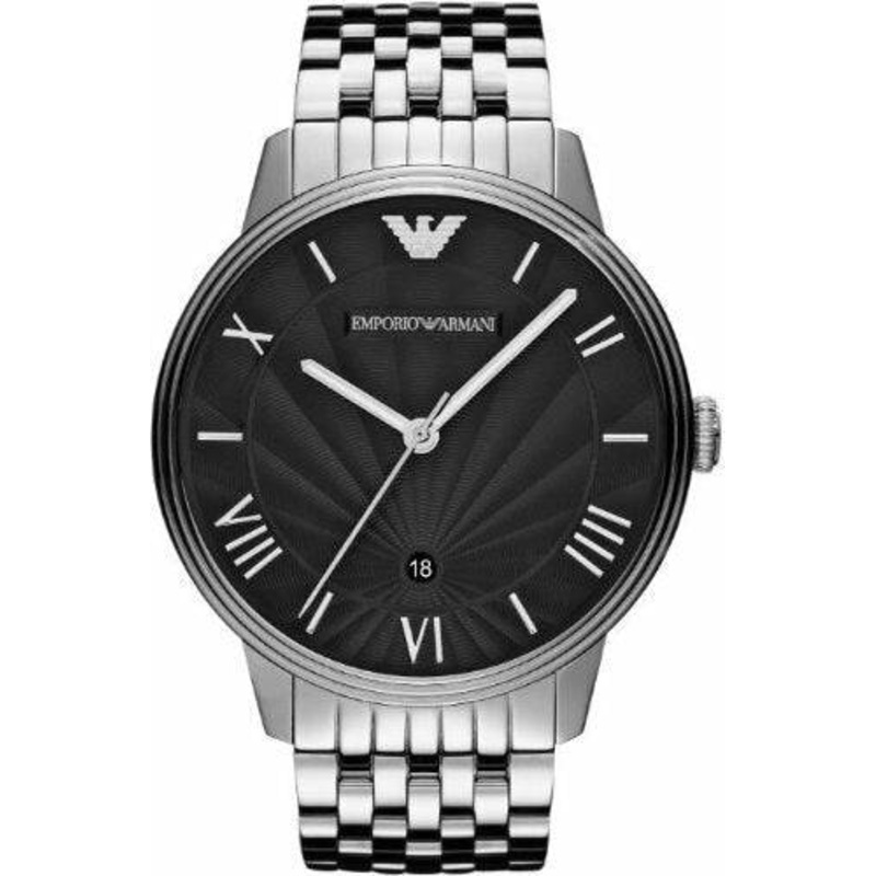 Emporio Armani Mens Stainless Steel Watch Black Dial AR1614