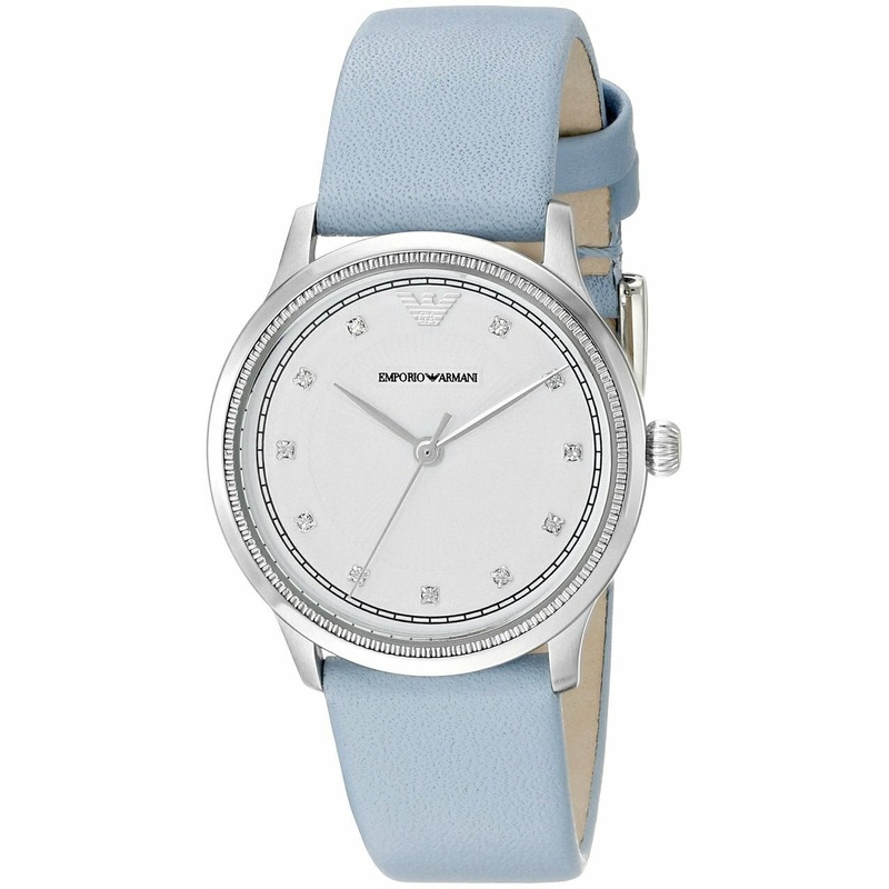 Emporio Armani Women's Blue Leather Crystals Watch AR1914