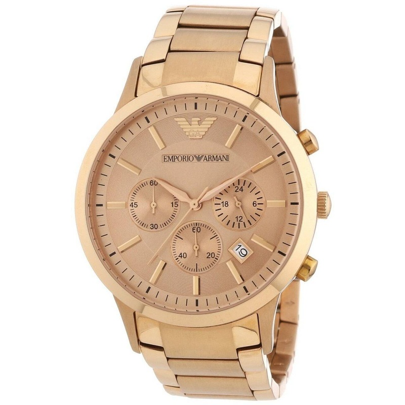 Emporio Armani Womens Rose Gold Chronograph Watch AR2452