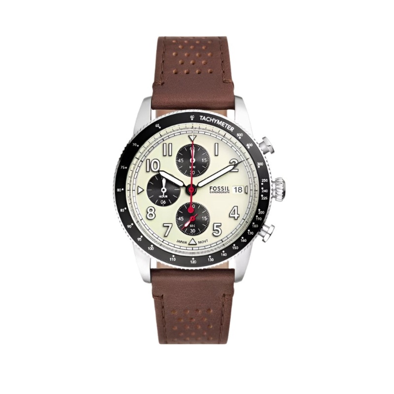Fossil Sport Tourer Chronograph Brown Leather Strap Watch FS6042