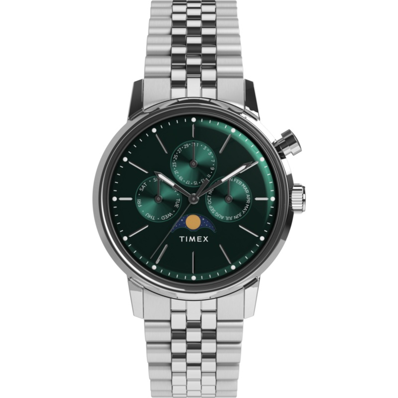 Timex Marlin Moon Phase Multifunction 40mm Stainless Steel Bracelet Watch
