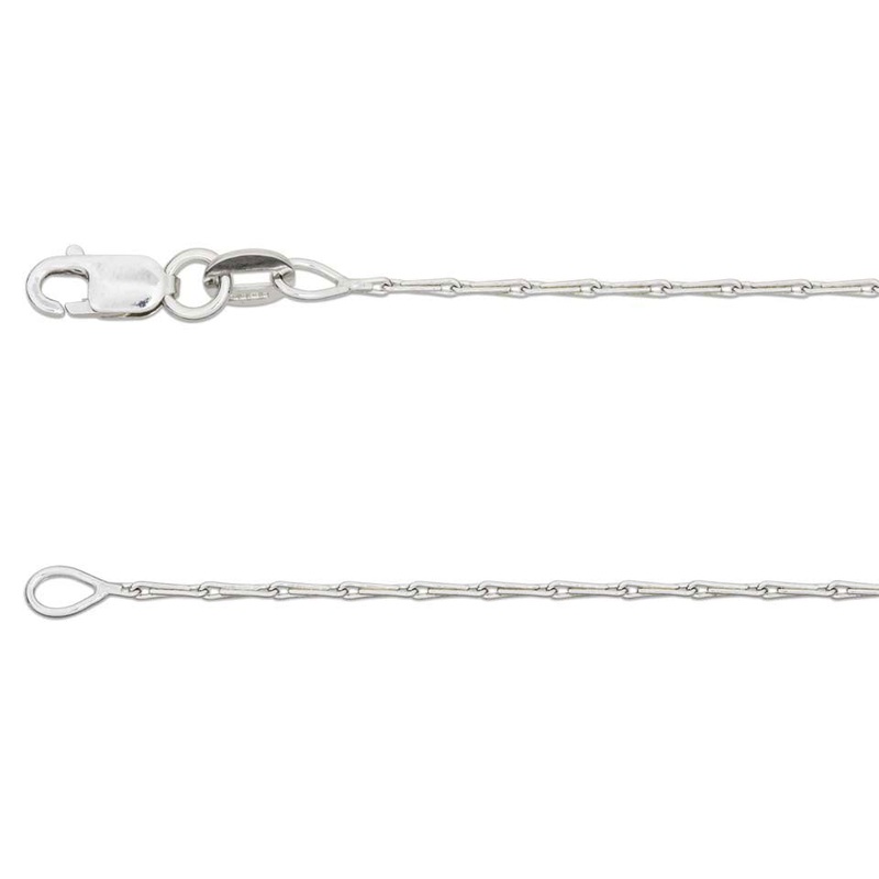 9ct White Gold 18 Inch Barleycorn Chain
