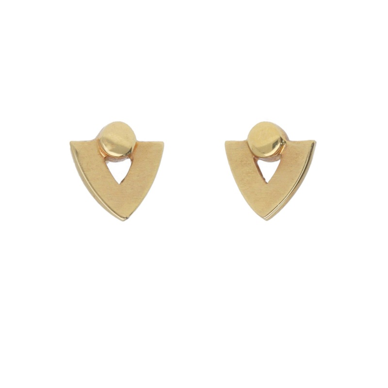 9ct Yellow Gold Brushed Triangle Stud Earrings