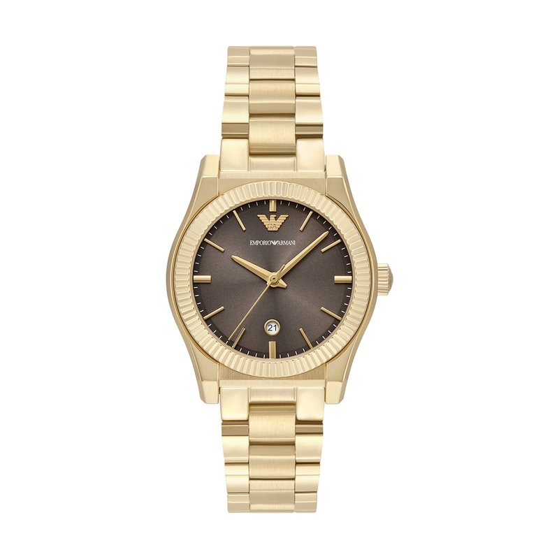 Armani Gold Tone Stainless Steel Brown Dial Watch AR11700